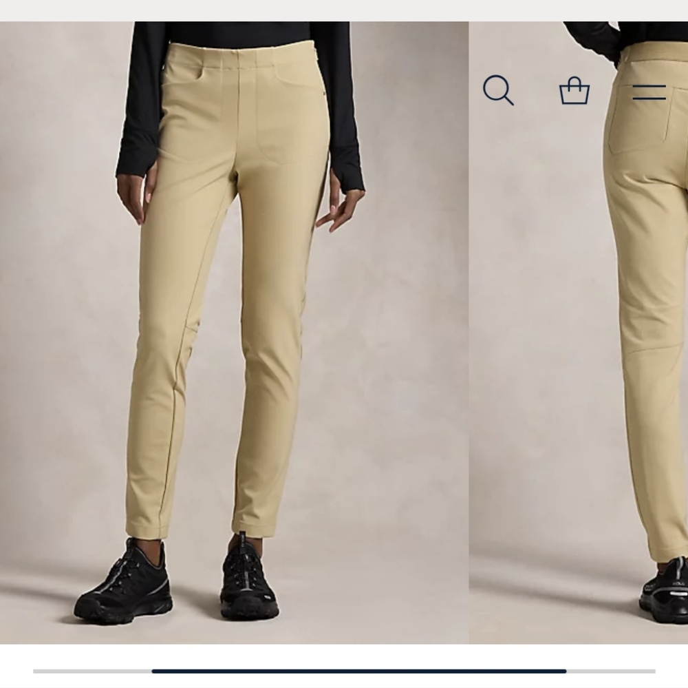 RALPH LAUREN tan slim leg stretch athletic pant - Picture 1 of 10